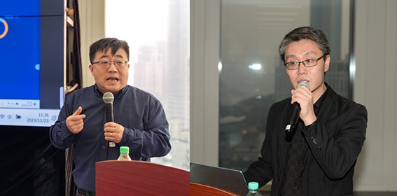 慧盾公司CTO 王晓波（左）岩齐科技CTO杨茏（右）w.jpg